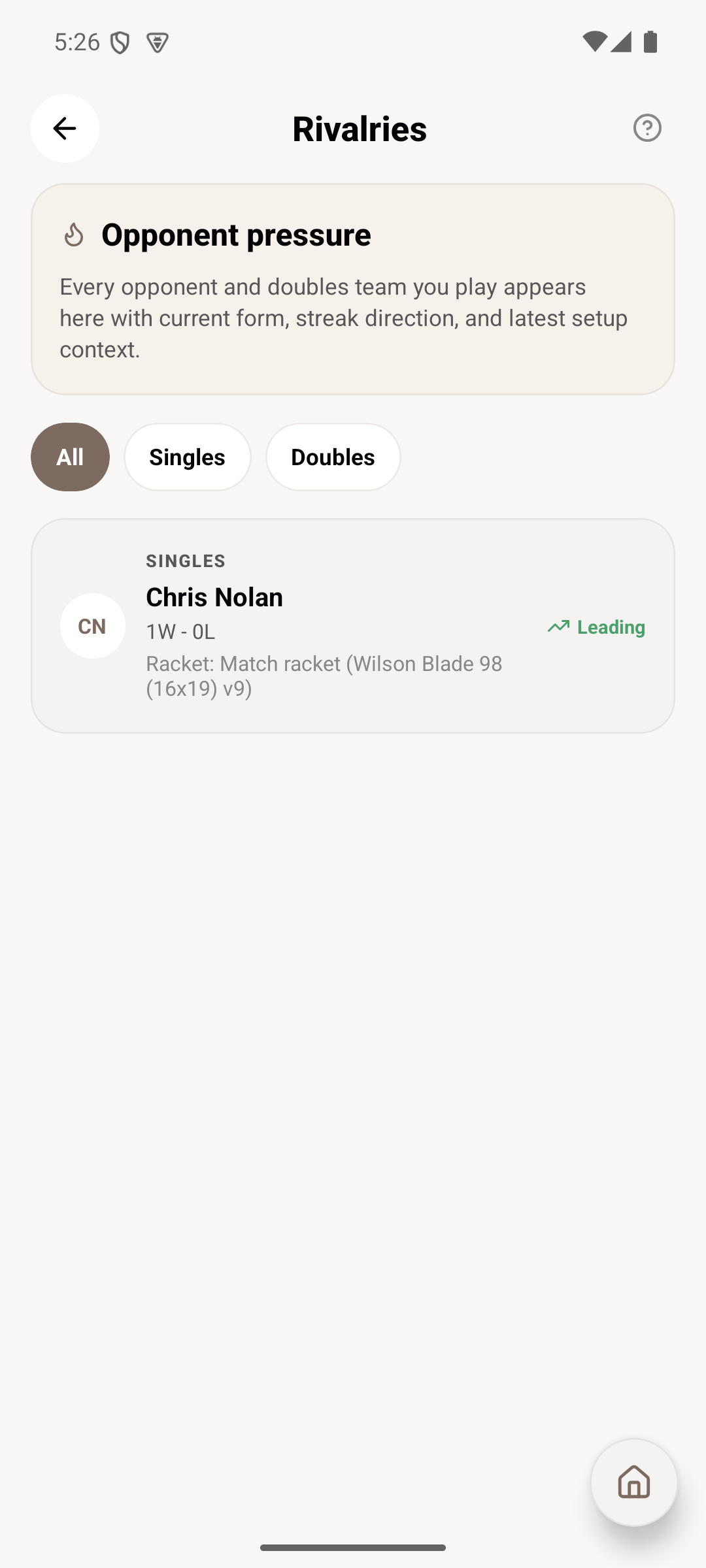 Play Tracking & Social — Head-to-head records
