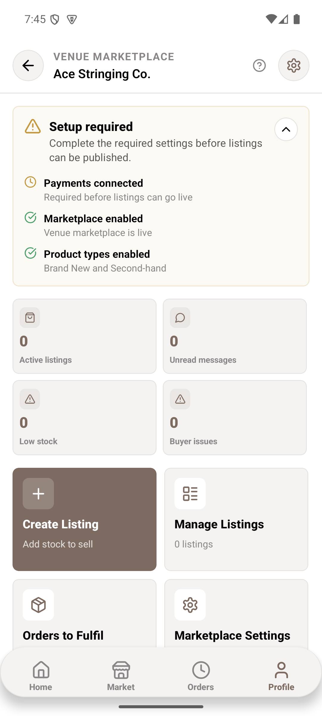Venue Marketplace — Managing venue marketplace listings